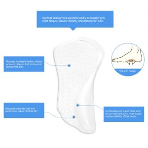 1 Pair Transparent Shoe Cushion Pad Soft Silicone Insoles Flat Feet Orthotic Arch Support Pad Massager Protector Foot Elastic Foot Care Anti-slip