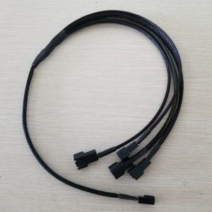 1 pcs motherboard cooling fan power cable small 3pin splitter 1 to 4 black 53.5cm