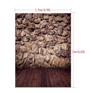 1.5 * 2m/4.9 * 6.5ft Photography Background Backdrop Computer Printed Rock Wooden Floor Pattern for Children Kid Baby Newborn Pet Photo Studio Portrait Shooting