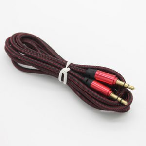 1.8m/6ft 3.5mm gold-plated connectors braided fabric male to male aux audio cable cord by dhl 200+