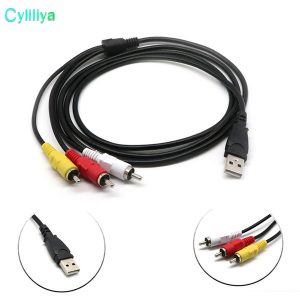 100% brand new 1.5m usb male to 3 rca av a/v tv adapter cord cable wholesale