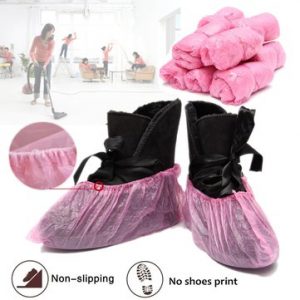 100Pcs Thick Disposable Plastic Anti Slip Shoe Cover Cleaning Overshoes Protective