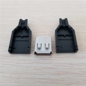 100set/lot usb 2.0 type a female adapter with housing diy connector black