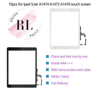 10pcs for ipad 5 ipad air a1474 touch digitizer screen assembly with home button flex cable ribblin and adhesive sticker replacement parts