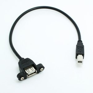 10pcs/lot---0.3m usb 2.0 type b male to a female bm to af screw lock panel mount data cable cord