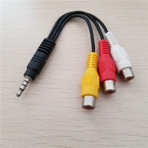 10pcs/lot 3.5mm jack to 3 rca male to female video audio adapter cable