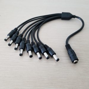 10pcs/lot 5.5mm x 2.1mm dc adapter 1 to 8 female to male splitter power extension cable 12v 40cm for cctv camera accessories