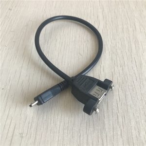 10pcs/lot 5pin micro b to usb a male to female adapter converter screw lock panel mount data sync power charge cable cord 30cm