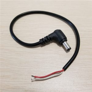 10pcs/lot 90 degree dc 5.5*2.5mm male adapter power extension diy cable 12v black 28cm