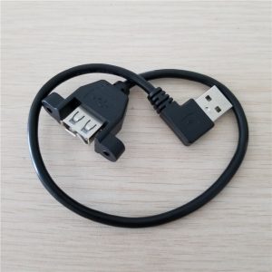 10pcs/lot 90 degree left angle pannel mount usb female with screw to usb 2.0 a male data cable 30cm