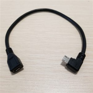 10pcs/lot 90 degree right angle 5pin micro usb male to female extension data sync power charge cable 25cm