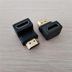 10pcs/lot 90 degree right angle hdmi type a gold-plated adapter female to male black for computer digital television