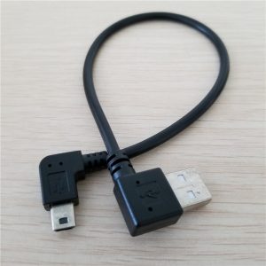 10pcs/lot 90 degree right angle usb 2.0 to left mini male to male connector usb cable 28cm