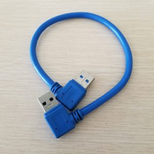 10pcs/lot 90 degree right angle usb 3.0 type a male to male hard drive data extension cable blue 30cm