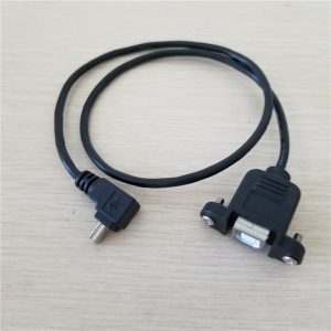 10pcs/lot 90 degree up angle mini usb 5pin male to usb type b female panel mount data extension cable 50cm