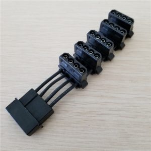 10pcs/lot extremely short pc deskcomputer 4pin ide molex 1 to 5 splitter 18awg cable