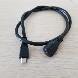 10pcs/lot micro usb 5pin male to micro usb 5pin female extension data power cable black 50cm