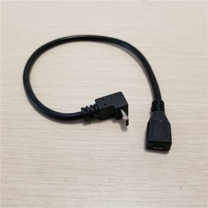 10pcs/lot micro usb b 5pin upward right angle male to female extension data charging power cable blakc 25cm