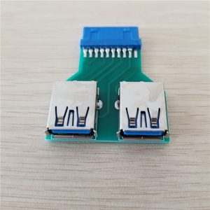 10pcs/lot mini motherboard 20pin header to 2 port usb 3.0 hub a adapter connector female to female for pcb board usb extender