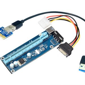 10pcs/lot pcie pci-e pci express riser card 1x to 16x usb 3.0 data cable sata to 4pin ide molex power supply for btc miner machine rig