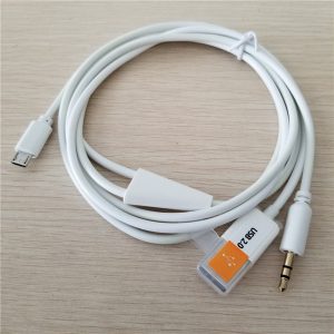 10pcs/lot samsung mobile phone car aux audio cable android v8 & 3.5mm recording data cable white 1.2m