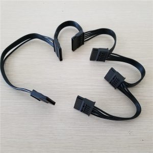 10pcs/lot sata 15pin female to female 1 to 5 splitter hard drive power cable cord 18awg black for pc server diy