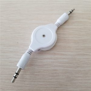 10pcs/lot telescopic connection audio cable 3.5mm aux car data extension record cable white 80cm