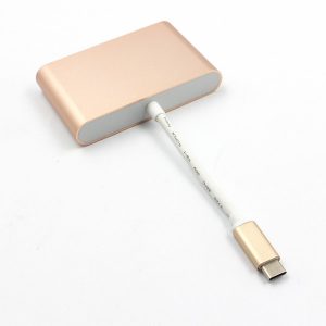 10pcs/lot type-c to type-c & 3 x usb hub adapter cable 4 in 1 12inch hub rechargable conversion converter gold/silver