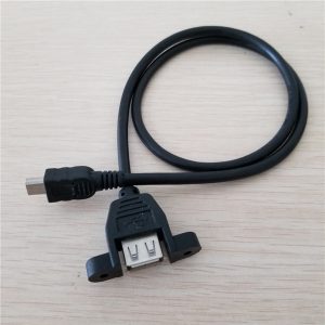 10pcs/lot usb 2.0 mini 5pin to usb a panel mount with screws data extension printer cable male to female 50cm 28awg