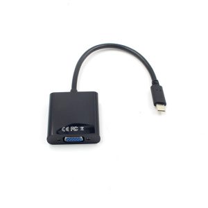 10pcs/lot usb 3.1 type-c to vga converter usb hd video adapter cable type c to vag black