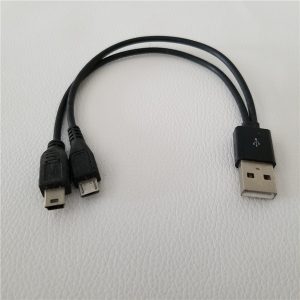 10pcs/lot usb type a male to dual micro usb male 1 to 2 splitter cable black 10cm