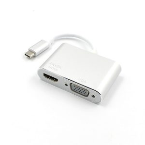 10pcs/lot usb type c to hdmi & vga adapter data cable usb-c for notebook macbook computer cable converter silver