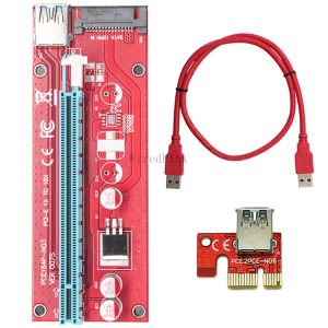 10set/lot pci-e 1x to 16x graphics card extension data sata cable for ver007s btc miner diy red