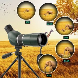 15-45x60 Straight / Angled Spotting Scope with Tripod Portable Travel Scope Monocular Telescope with Tripod Carry Case for Bird Watching Camping Backpacking