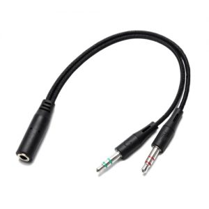 18cm 3.5mm Audio Conversion Line 2 Male to 1 Female AUX Cord Two in One Computer Headset Microphone Cable Black