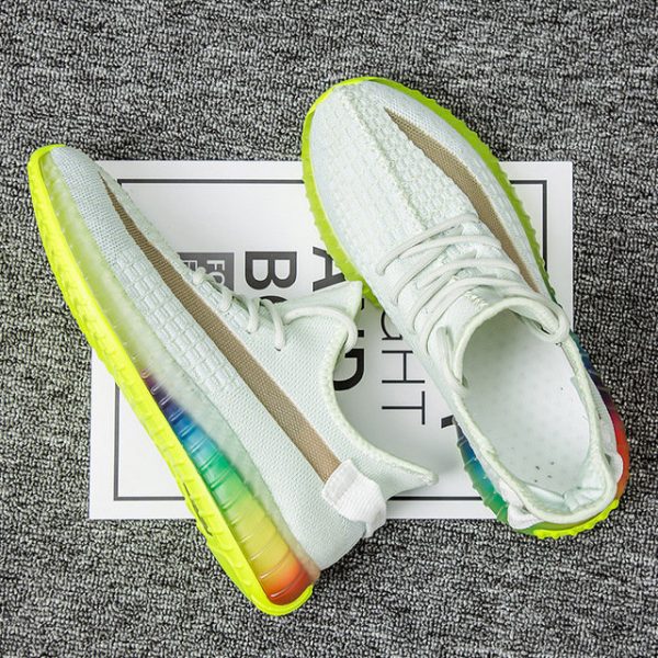 19 New Men's Colorful Bottom 350v2 Coconut Shoes Trend Breathable Sports Shoes Flying Woven Casual Men's Shoes