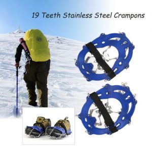 19 Teeth Stainless Steel Crampons Nylon Strap Non-slip Shoes Cover Outdoor Ski Ice Snow Device Hiking