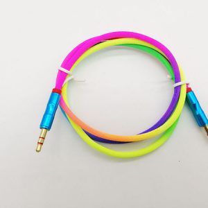 1m/3ft od 4.0 3.5mm bamboo copper shell plug rainbow woven cloth male to male aux audio cable via dhl 200+