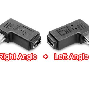 1pair right + left angle direction 90 degree 5pin mini usb b male to female m/f adapter connector jack