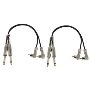 2 Pieces Dual 6.35mm Jack Male to Dual balanced RCA Audio Speaker Male Cable 2 to 2 Mixer Line Audio Cable Silver