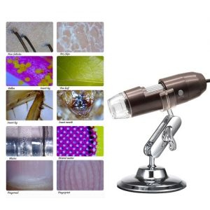 3-in-1 USB Digital Zoom Microscope Magnifier with OTG Function 8-LED Light Magnifying Glass 1000X Magnification with Stand