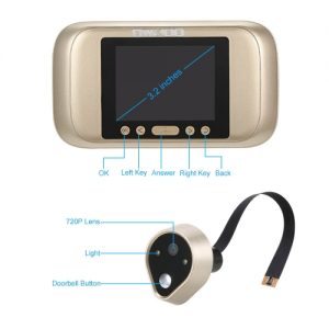 3.2" LCD Digital Peephole Viewer Door Eye Doorbell Camera IR Night Vision Photo Taking/Video Recording for Home Security