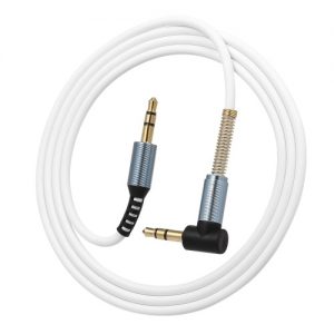 3.5mm Audio Cable Jack Male to Male 90 Degree Right Angle Stereo Car Phone Laptop Auxiliary Audio Extension Cable,White