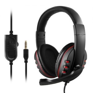 3.5mm Wired Gaming Over Ear Headset Black and Red