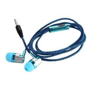 3.5mm Wired Headphone In-Ear Headset Stereo Music Smart Phone Earphone Earpiece In-line Control Hands-free with Microphone Blue