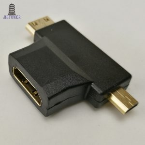 300pcs/lot selling 3 in 1 hdmi female to mini hdmi male + micro hdmi male adapter connector ing