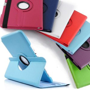 360 degree rotating lichee pu leather case stand cover for ipad 10.2 mini 12345 ipad air air2 pro 9.7 2017 10.5 samsung tab t510 t580 t590