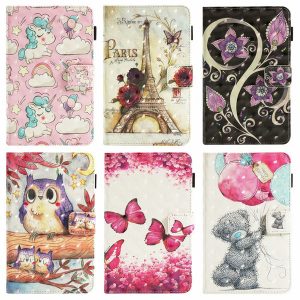 3d unicorn flower leather for apple ipad mini 1 2 3,4,ipad 2 3 4, 5 6 air 2 9.7'',pro 2017 10.5 wallet case eiffel tower owl cartoon cover