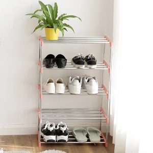 4 Tiers DIY Shoe Rack Storage Organizer Stainless Steel For Dormitory