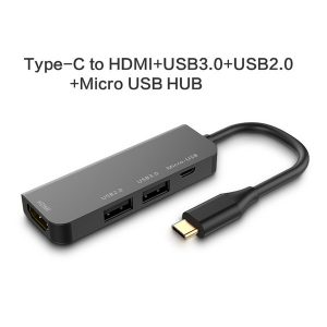 4 in 1 usb c hub type-c multi-port adapter with 1080p hdmi for macbook pro 2018 2017 2016 sd/micro card reader